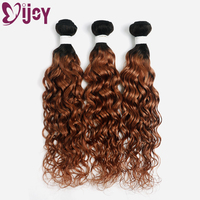 Water Wave Human Hair Bundles 1/3 Pcs Ombre Brown Red Brazilian Hair Weave Bundles Remy Human Hair Extensions IJOY