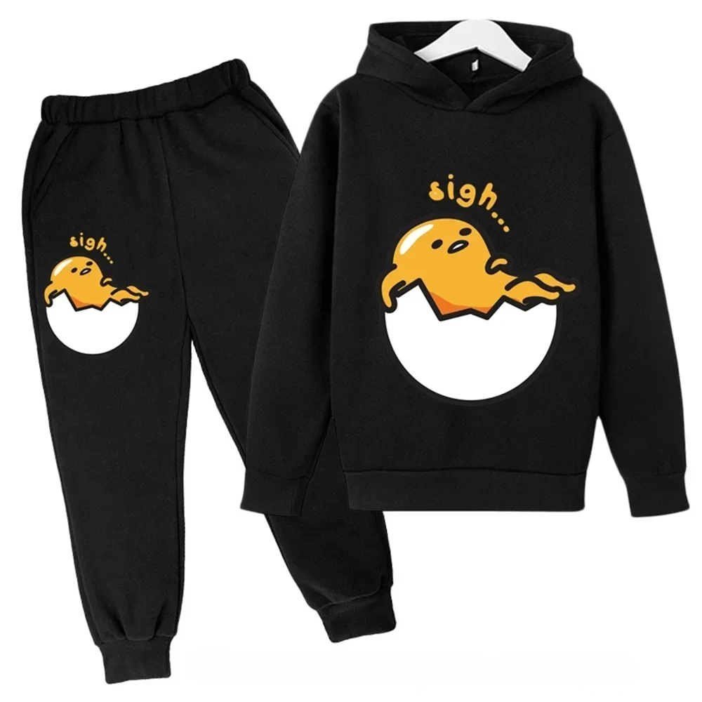 Kids Gudetama Hoodie Boys Girls Beautiful Clothes Sweatshirt Long Sleeve Sanrio Cartoon Print Top Pants 2P Casual Jogging Set