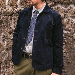Red Tornado Spring Corduroy Jacket Indigo Retro French Workwear Men Hunting Coat
