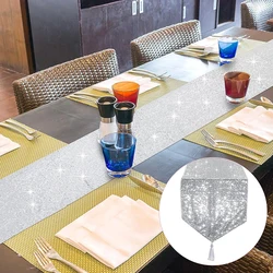 Silver Sequin Tassel Table Runner for Birthday Party Wedding Decoration Bride Baby Shower Christmas Halloween Dinner Table Decor