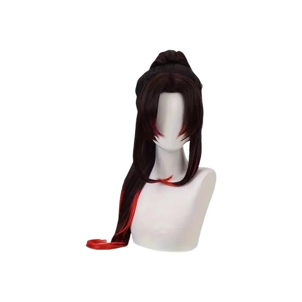 Long Black Red Gradient Wig With High Ponytail For Women Cosplay Anime Synthetic Heat Resistant Hairpiece Stage Photo Party Gift