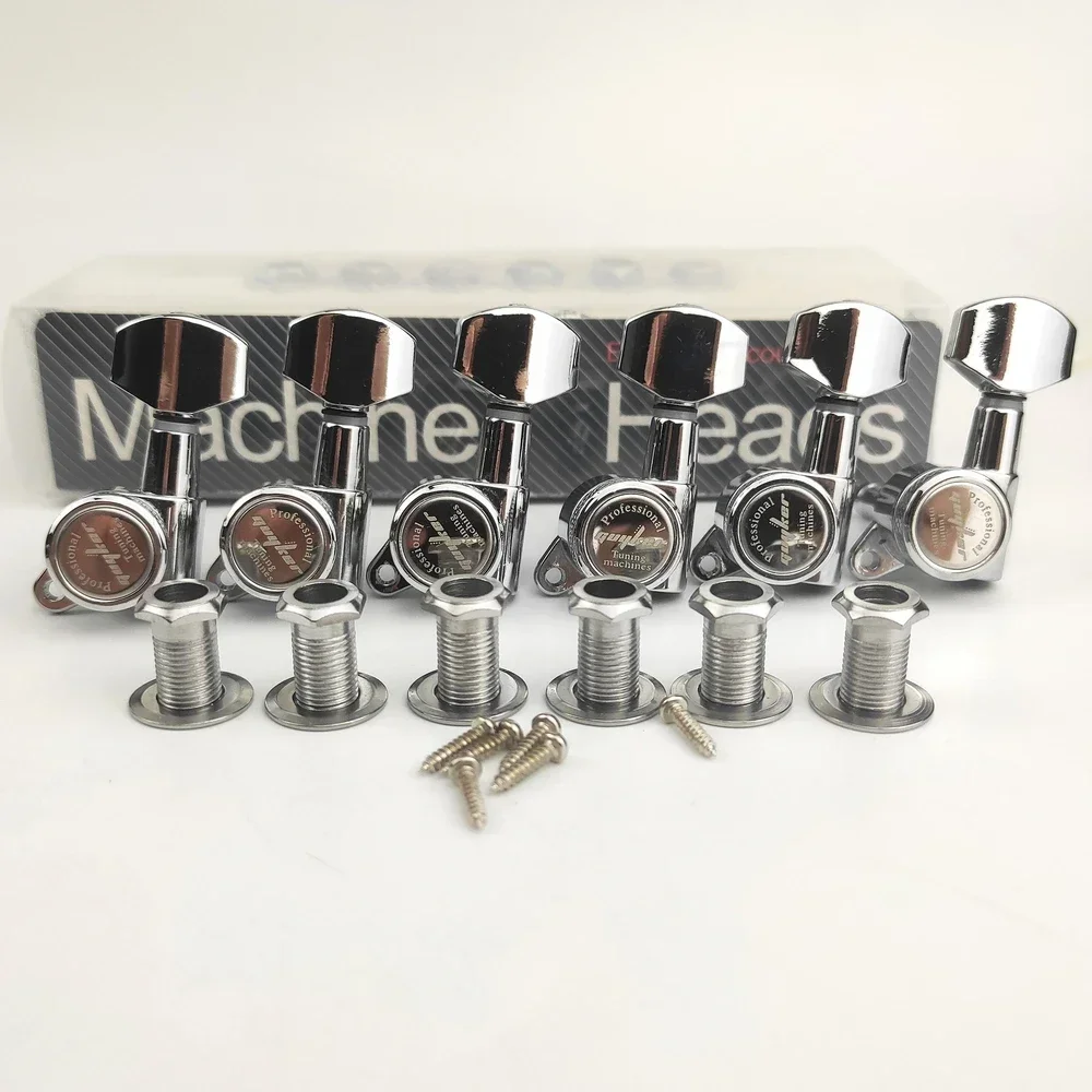 

Guitar Locking Tuners-1:18 Lock String Tuning Key Pegs Machine Head Replacement for ST TL SG LP- Antique Chrome