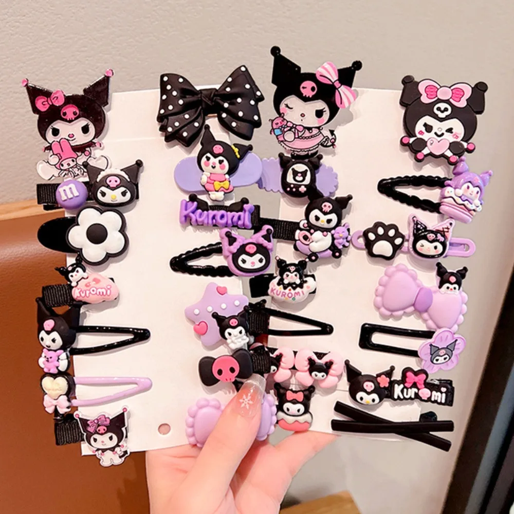 Kawaii kuromi laço elástico para as crianças, dupla faixa de couro rabo de cavalo, bonito estilo kawaii, melhor para o presente, para o estudante, 14 pçs/set