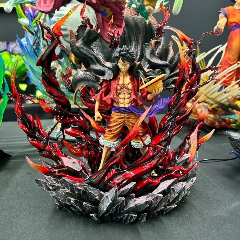 Genuíno 40cm uma peça macaco d. Luffy gk haoushoku haki anime figura de ação modelo colecionável luminescência resina estátua presente