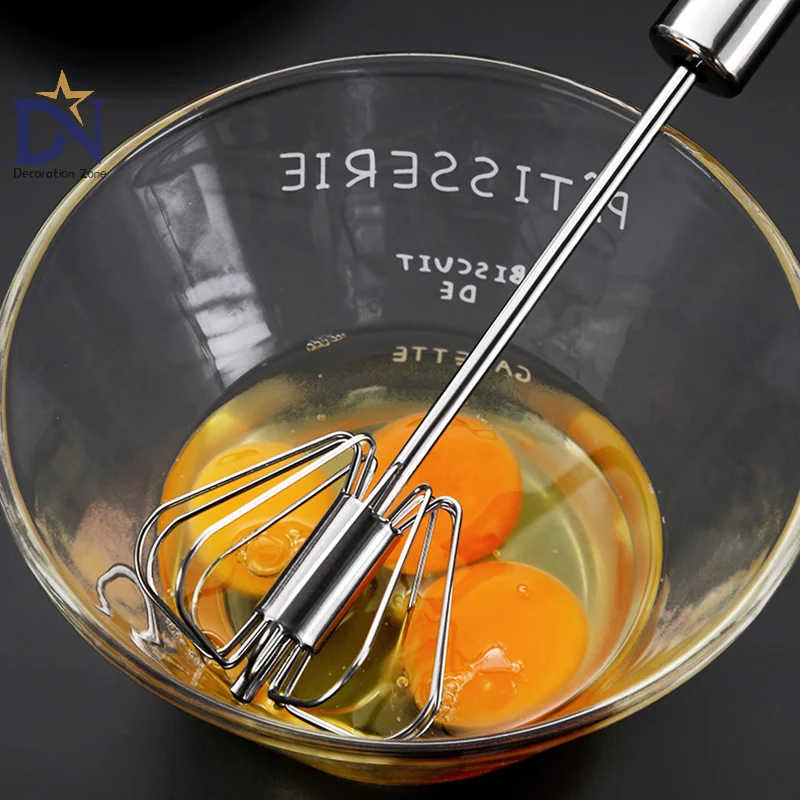 304 Stainless Steel Egg Whisk Semi Automatic Egg Beater Manual Hand Mixer Self Turning Egg Stirrer Kitchen Accessories Egg Tools