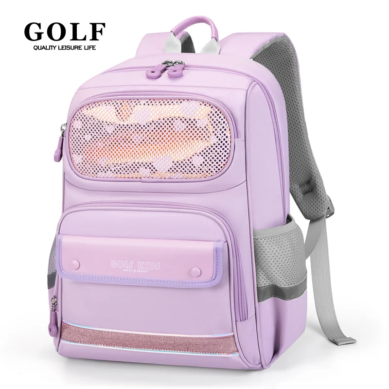 GOLF Primary Girl School Backpack Purple High Quality Elementary School Bags Kids Backpacks for Boy Book Bags Children Schoolbag