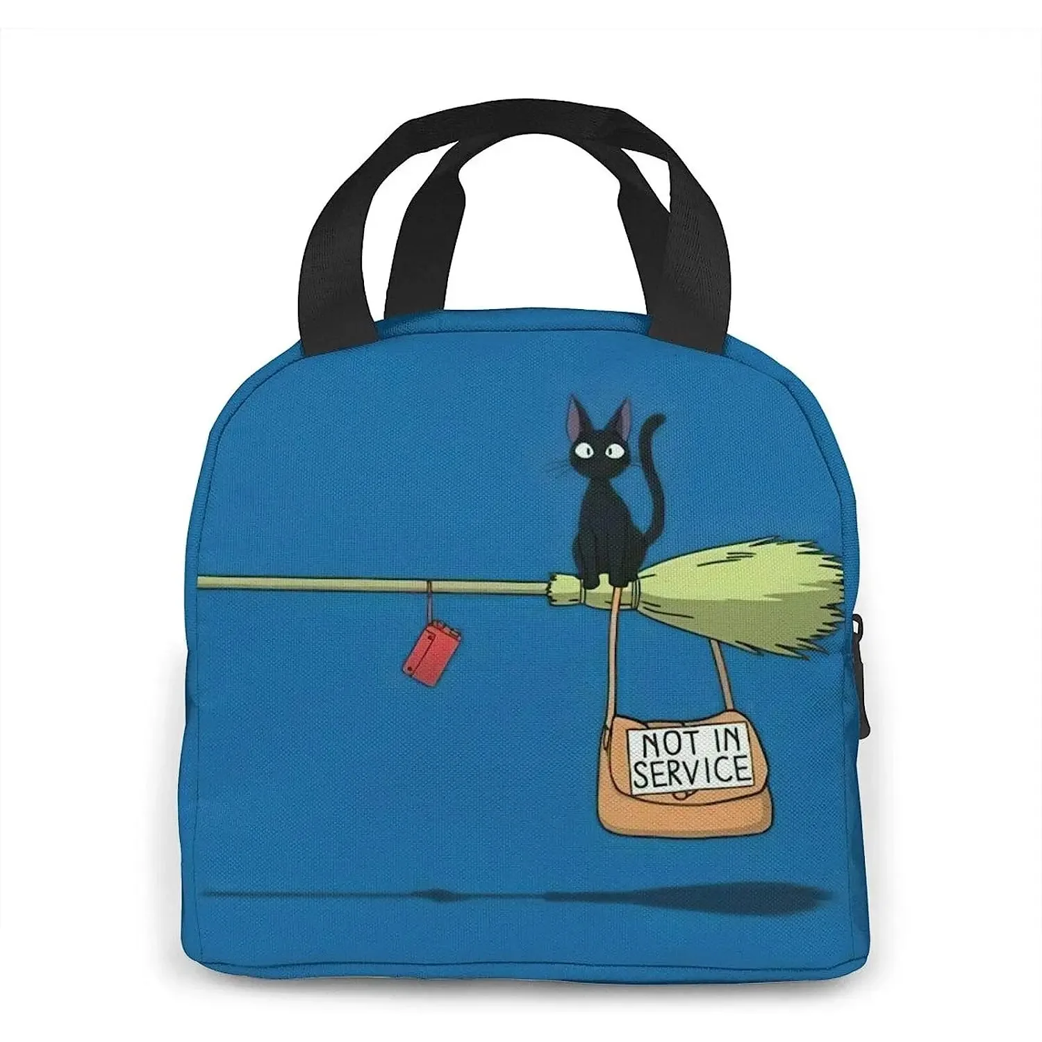 Anime gato portátil isolado almoço saco reutilizável portátil isolamento tote lancheira saco térmico com zíper e bolso para mulher