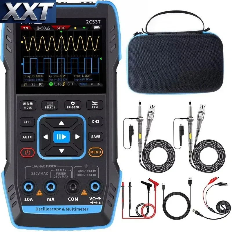 XXT 2C53T Upgrade 2pcs 10X Probe 3in1 Digital Oscilloscope Multimeter Signal Generator 50MHz Bandwidth 2 Channel 20000 view 3