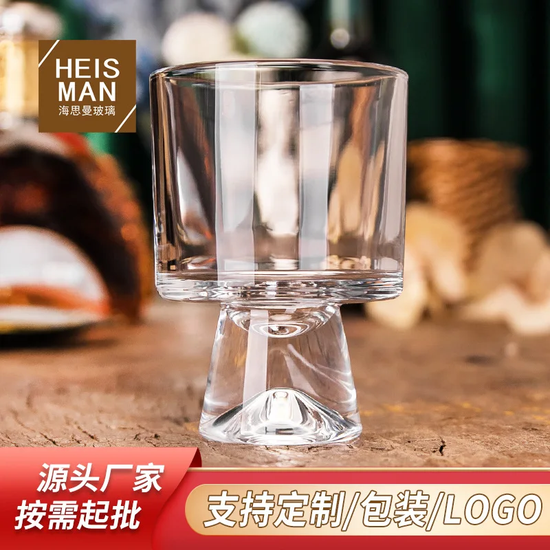 Withered Creative tall glass thickened iceberg handle cup ins cold drink Coffee cup whisky wine cup collapsible water cup