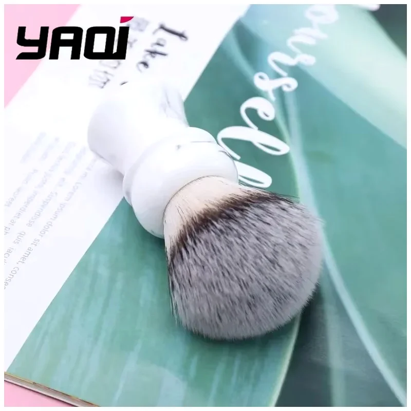 YAQI Everest 24mm White Marble Wet Shave Tools Shaving Brush Synthetic Hair for Men Travel Size Mens Shavers Brushes Mens Gift