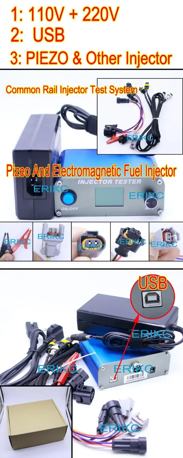 CRI100 Injector Tester ERIKC Common Rail Injectors Testing Machine for Testing Piezo and Electromagnetic Fuel Injectors