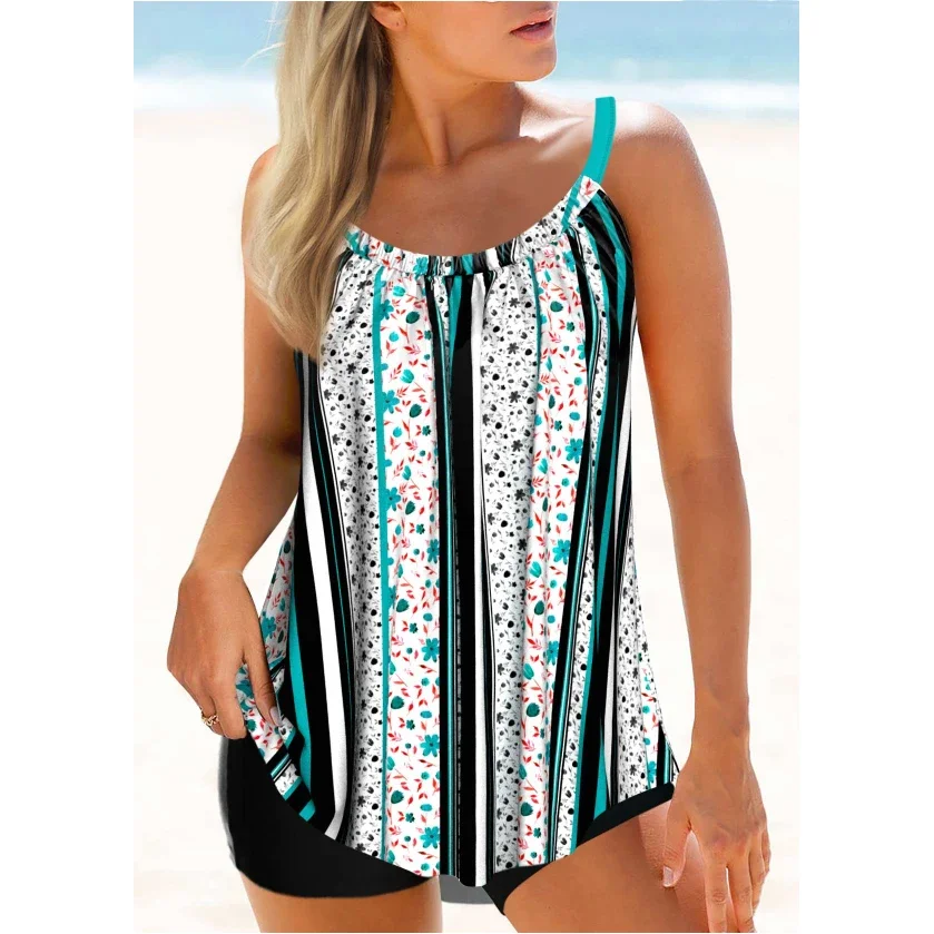 2023 Women\'s Sexy Beach Swimwear Tankini Two Piece Swimwear Print Tankini Beach Summer Fashion Beach Women\'s Swimwear Set