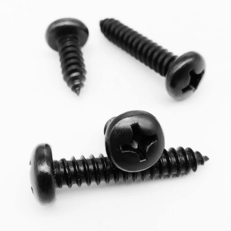 5-50x Black 304 A2-70 Stainless Steel Cross Phillips Pan Round Head Self Tapping Wood Working Screw M3.5/M3.9/M4.2/M5/M5.5/M6.3