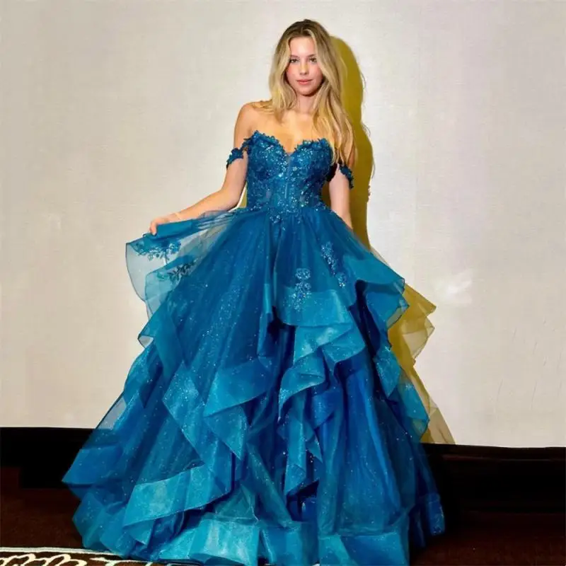 Off Shoulder Evening Dress New Style Temperament Banquet Annual Party Birthday Starry Sky Evening Dress Dress Customized