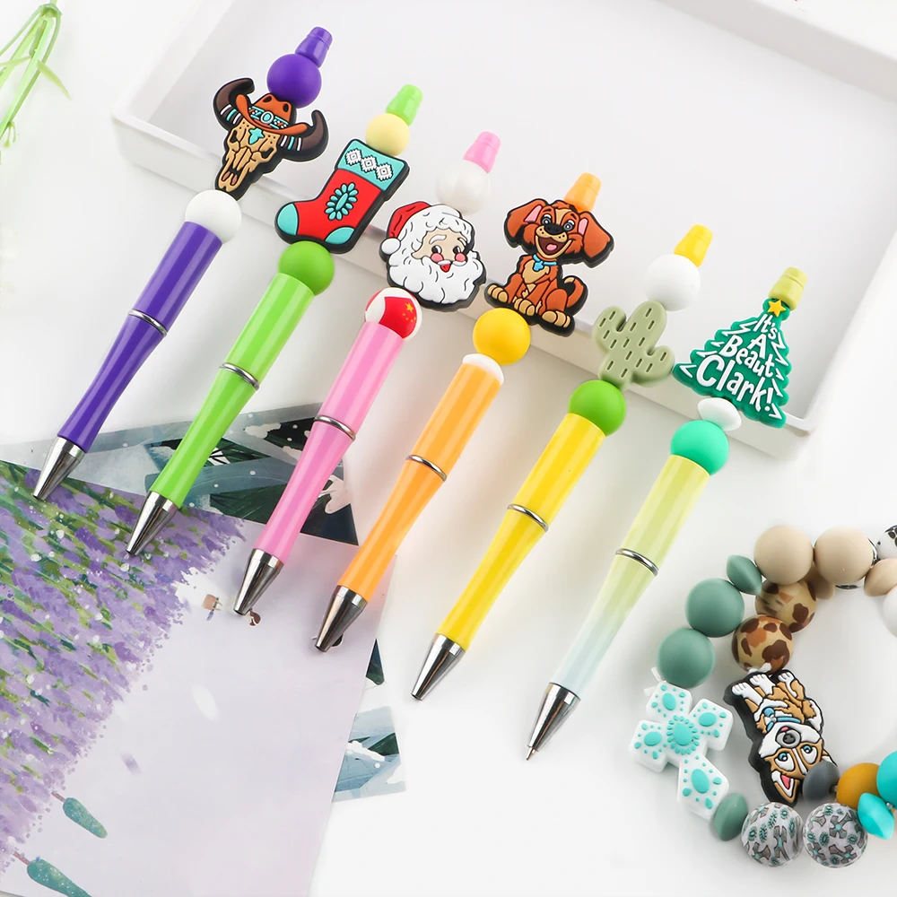 Silicone Animal Foco Beads Uesd, Caneta frisada, Chaveiro, Pulseira, Jóias DIY, Acessórios Artesanais, 5 Pcs, 10Pcs