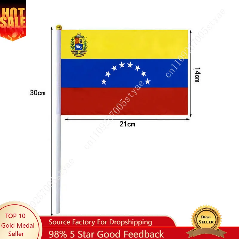 Venezuela Hand Waving Flag Venezuela Small Mini Hand Held Flags 10 Pcs 14x21cm  Sporting Event Support Handheld Flag