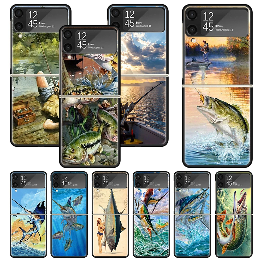 Offshore Angling Fishing Fish Rod Zflip4 Zflip5 Phone Case For Samsung Z Flip3 Flip4 Flip5 5G ZFlip 4 5 3 Cover Cellphone Shell