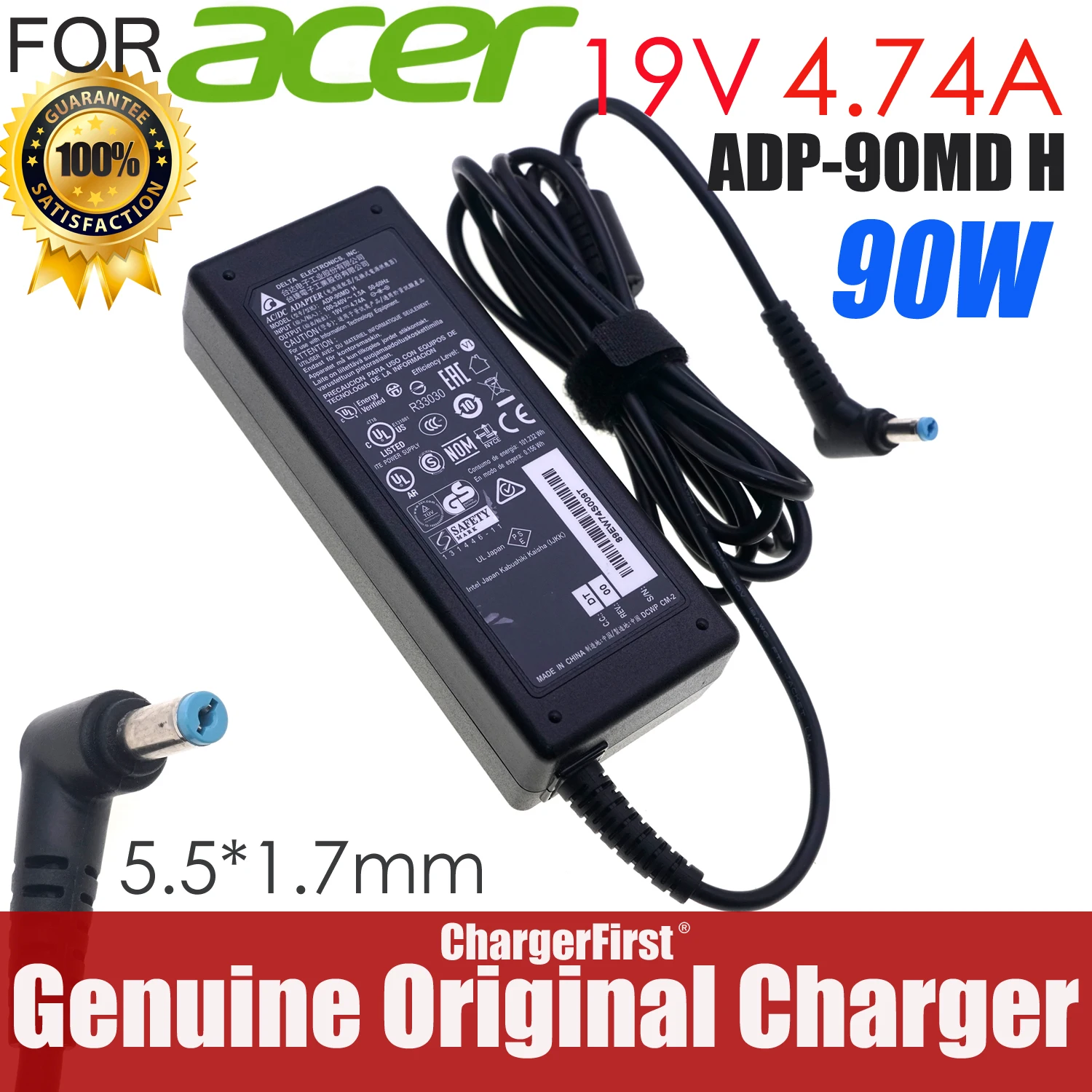 Genuine Delta ADP-90MD H 19V 4.74A 90W ADP-90MD BB A090A029L ADP-90SB BB AC Adapter For Acer Aspire 3020 5020 Laptop Charger
