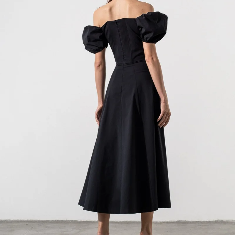 Sexy Modern A-Line Prom Gown Off Shoulder Ruffles Split Tea Length Cap Sleeve Wedding Guest Formal Evening 2025 Free Customized