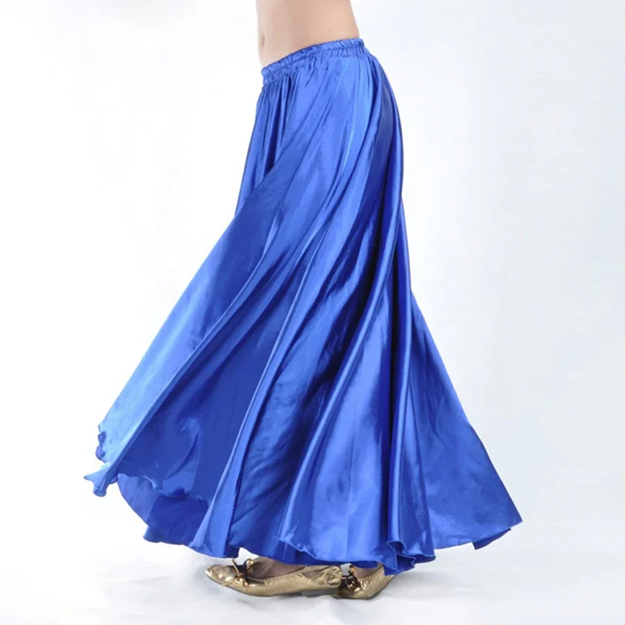 Błyszczący Satynowy Strój do Tańca Brzucha dla Kobiet, Spódnice do Tańca Flamenco z Pełnym Kołem z Satyny, Spódnice do Tańca Brzucha Plus Size, 16 Kolorów
