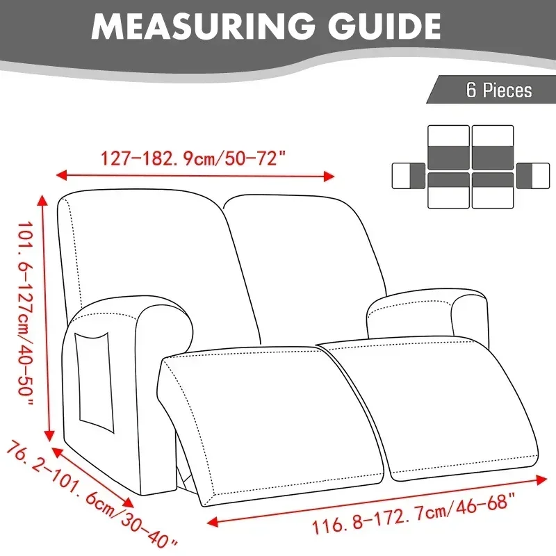 1/2/3 Seater Stretch Split Recliner Sofa Cover Spandex Solid Color Reclining Chair Covers Lazy Boy Armchair Cover Removable Home