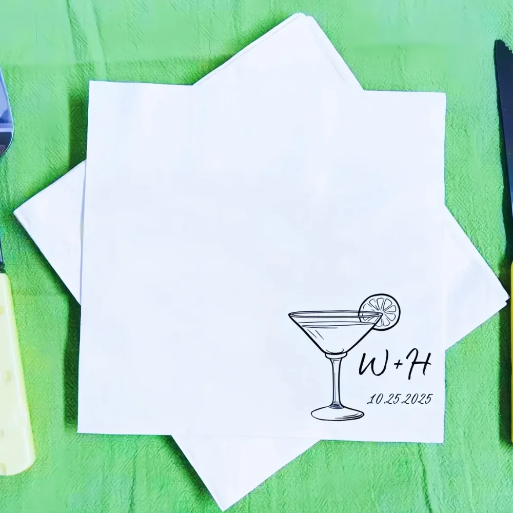 50 pcs Custom Cocktail Napkin,Wedding Favors,Engagemen Napkins,Bridal Shower Wedding Napkin,Napkin,Wedding Anniversary Napkins