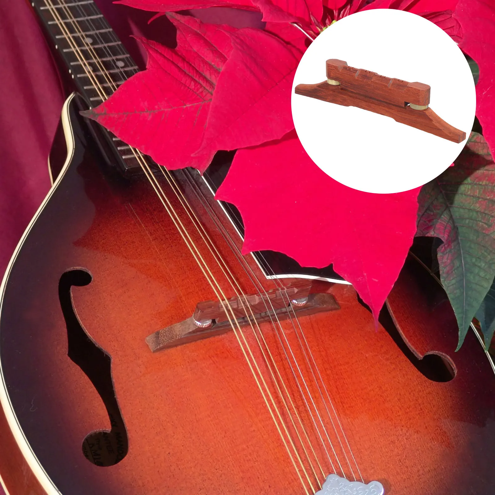 

Rosewood Bridge Wooden Replacement For Musical Instrument Parts Adjustable Mandolin Accessories Durable Mandolin Supplies