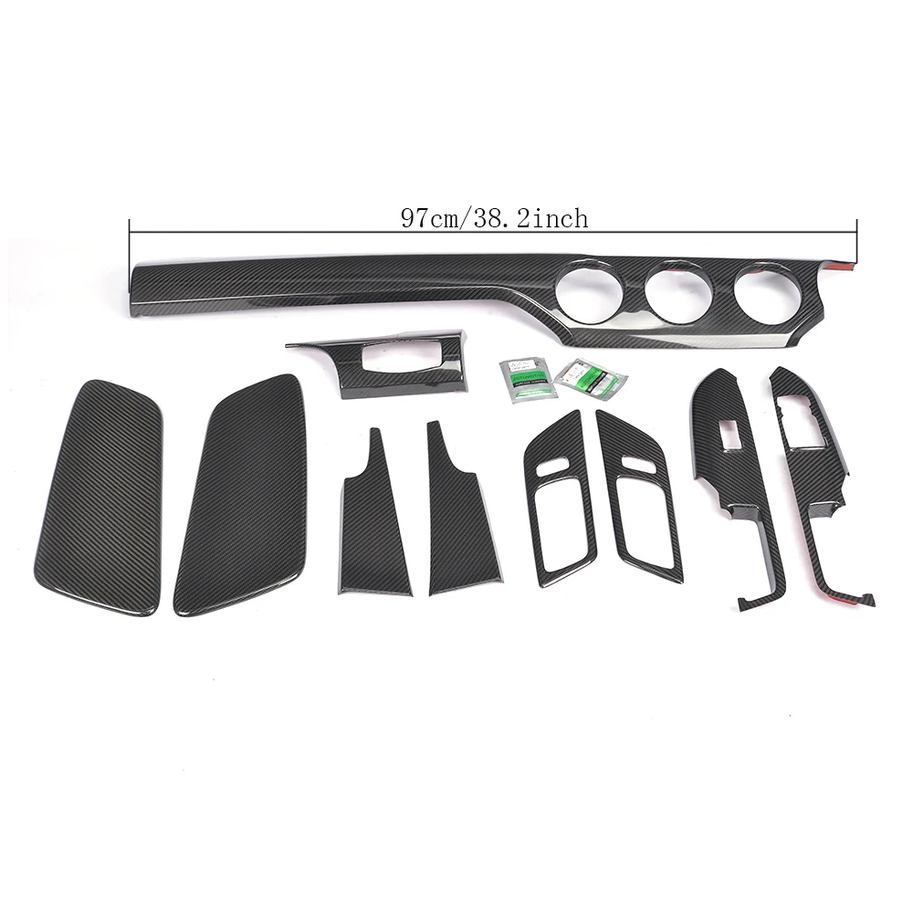 Genuine Carbon Fiber Trim Kit for Mustang 2015 Up Center Console 3-Hole Dash Cover Set Dash Inside