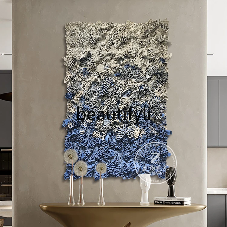 Modern Minimalist Leather Handmade Real Object Decoration Abstract Vertical Board Hanging Painting Entrance Hallway