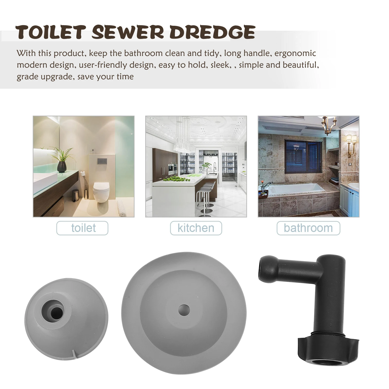 

Toilet Plunger Swirl Head Unblock Clogged Pipes Drain Suction Toilet Piston Pump Ergonomic Practical Gift Home Use
