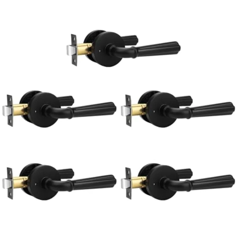 

Комплект из 5 матовых черных дверных ручек-рычагов для межкомнатных дверей с функцией приватности, без ключа, для спальни и ванной, левая и правая сторона, стандарт США