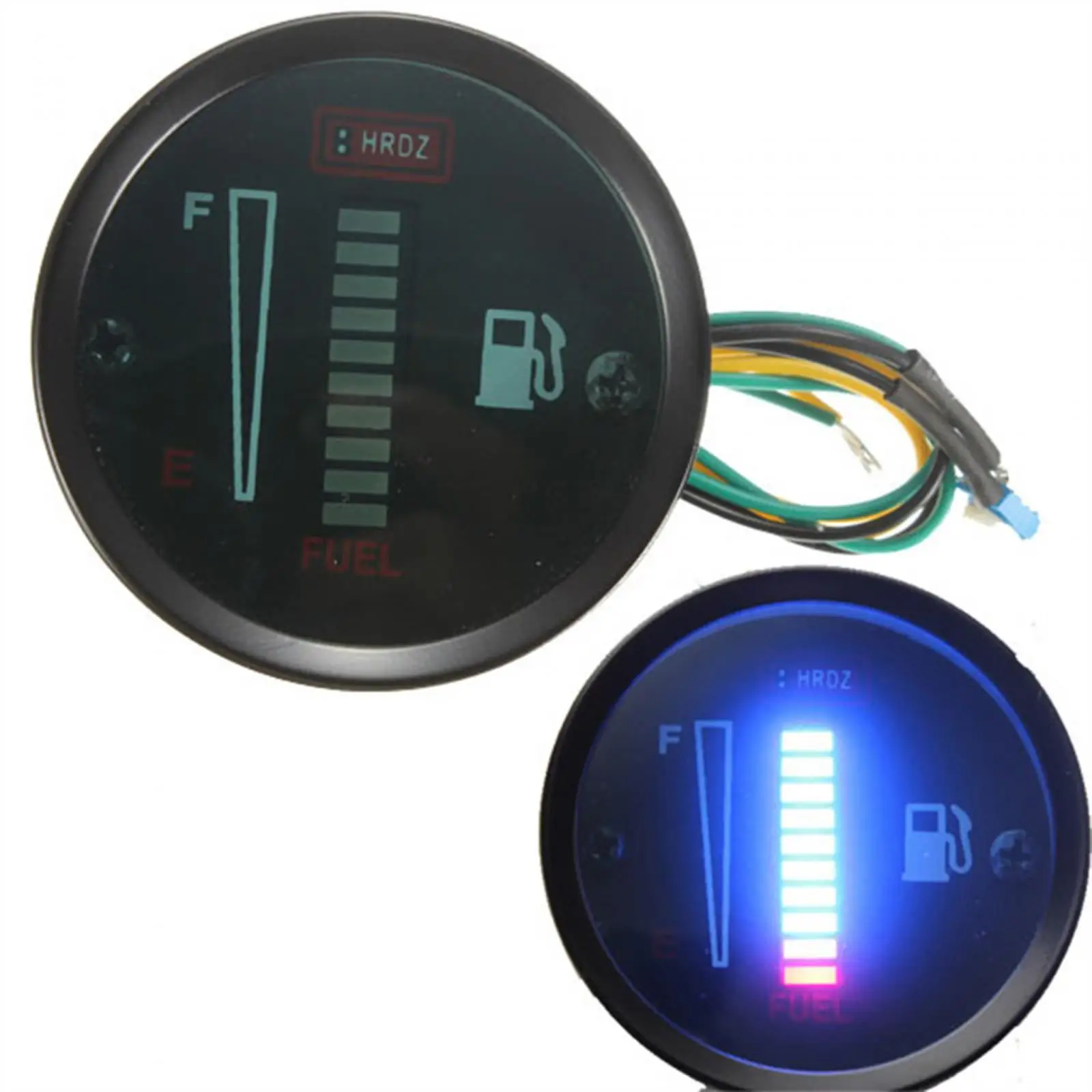 Motorcycle Car Fuel Level Gauge 12V Fuel Tank Gauge Replacement Vehicle SUV 52mm Convenient Observation LED Display Universal