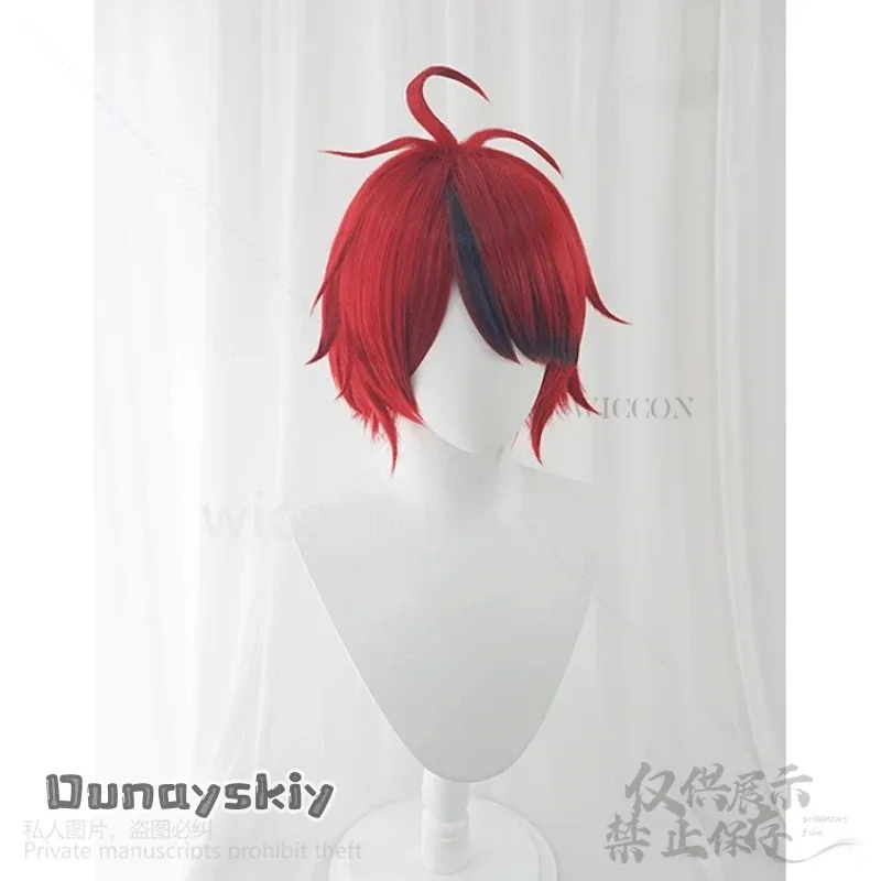 2025 11 المائة لعبة خط تأثيري سومينو تاكومي أنيمي شعر مستعار قصير أحمر للجنسين مقاومة للحرارة الشعر الاصطناعية حفلة الهالوين كوس
