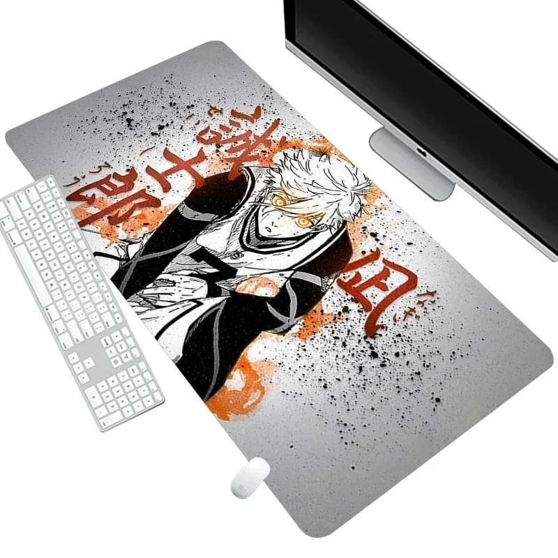 Leather Mousepad Anime PC Gamer Keyboard Large Size Black and White Mouse Pad Grande Laptop Gaming Desk Mat Non-Slip Tablecloth