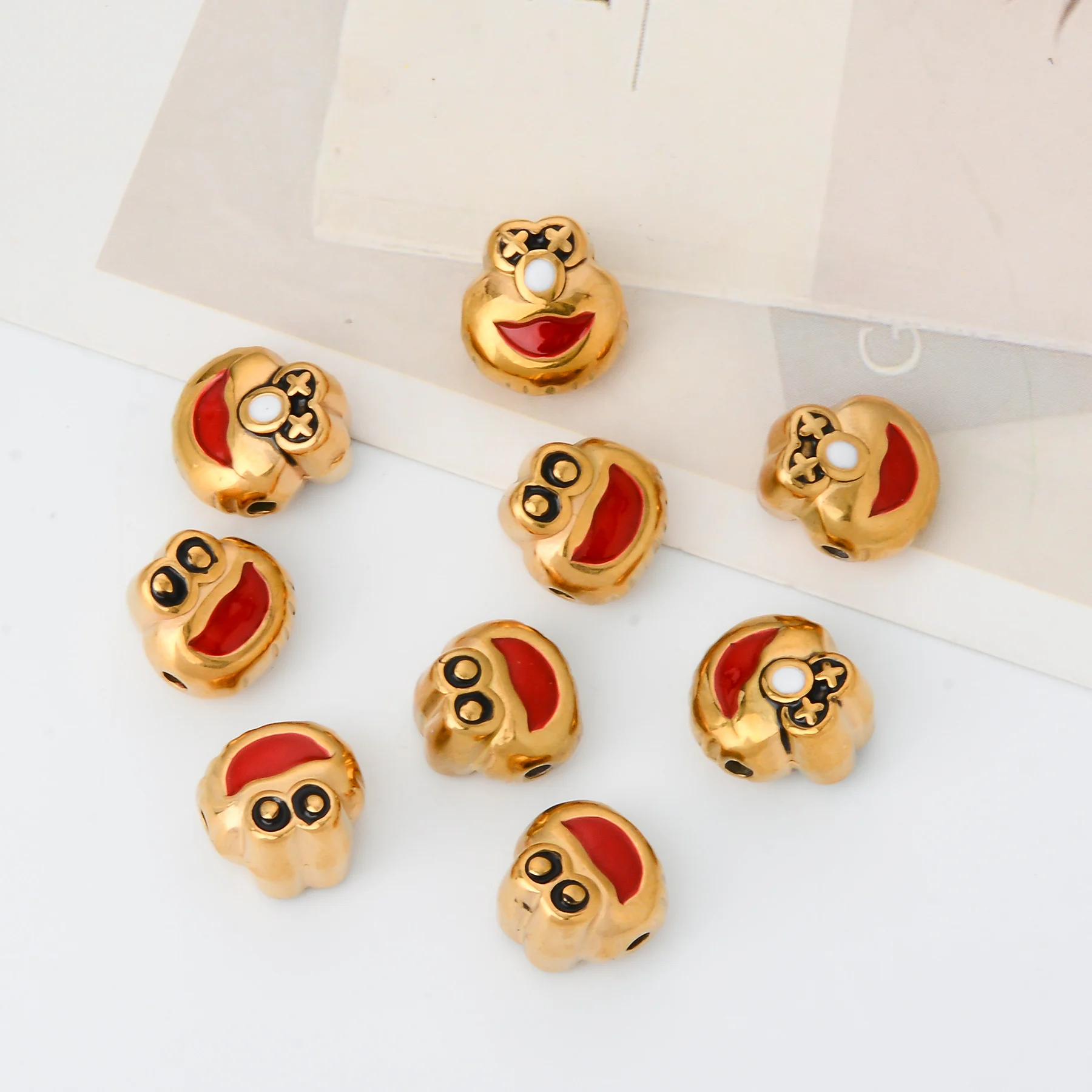 

5pcs Stainless Steel Cartoon Beads Enamel Spacer Beads DIY Jewelry Accessories For Bracelet Necklace Making Supplies