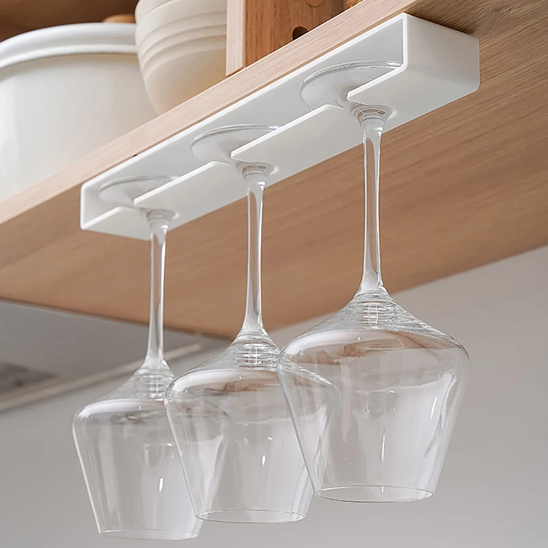 Functional Wine Glass Holder Hanging Under Shelf Goblet Drying Rack Under Cabinet Kitchen Bar Supplies Stemware Storage Stand