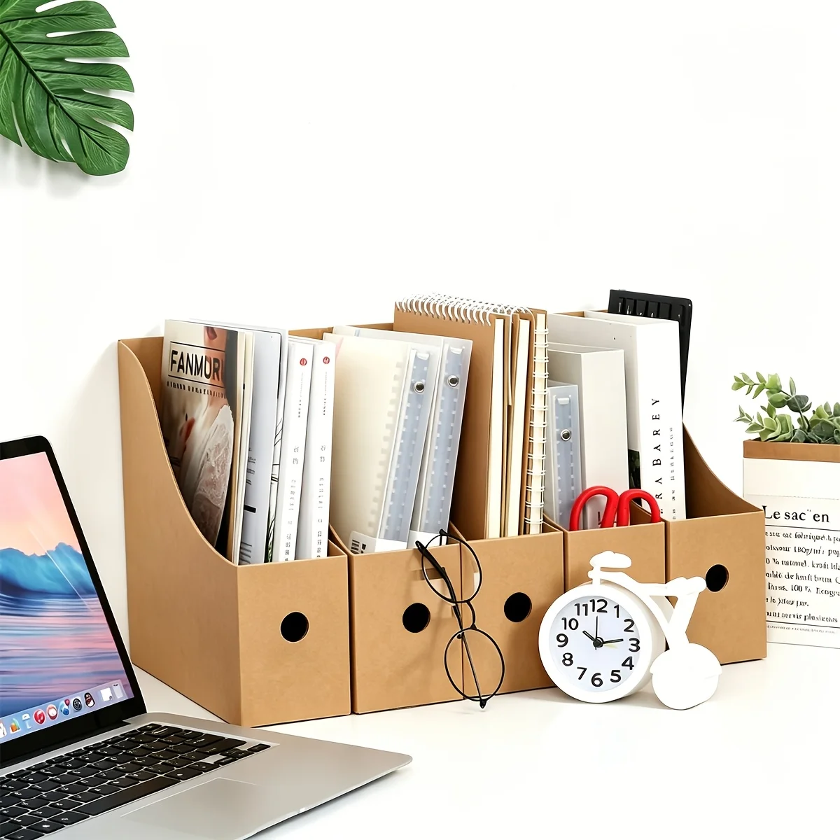 Set of 3/6/12 Kraft Paper Magazine File Holders, Easy-to-assemble and Foldable Storage Boxes, Sturdy Cardboard File Holders