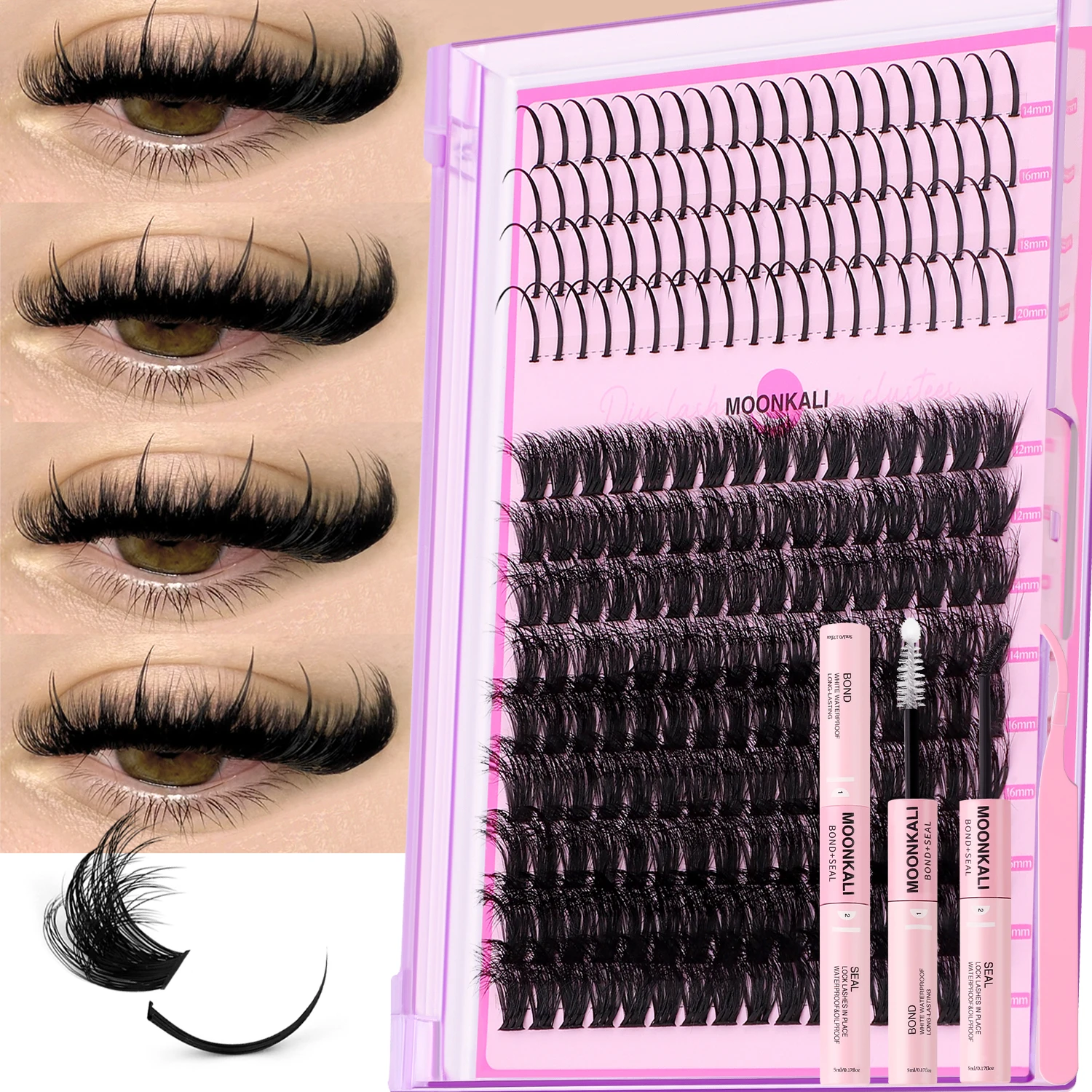 MOONKALI مجموعات الرموش لتقوم بها بنفسك رمش تمديد المسامير الفردية جلدة مانغا الرموش حجم شائكة لاش مجموعات #2