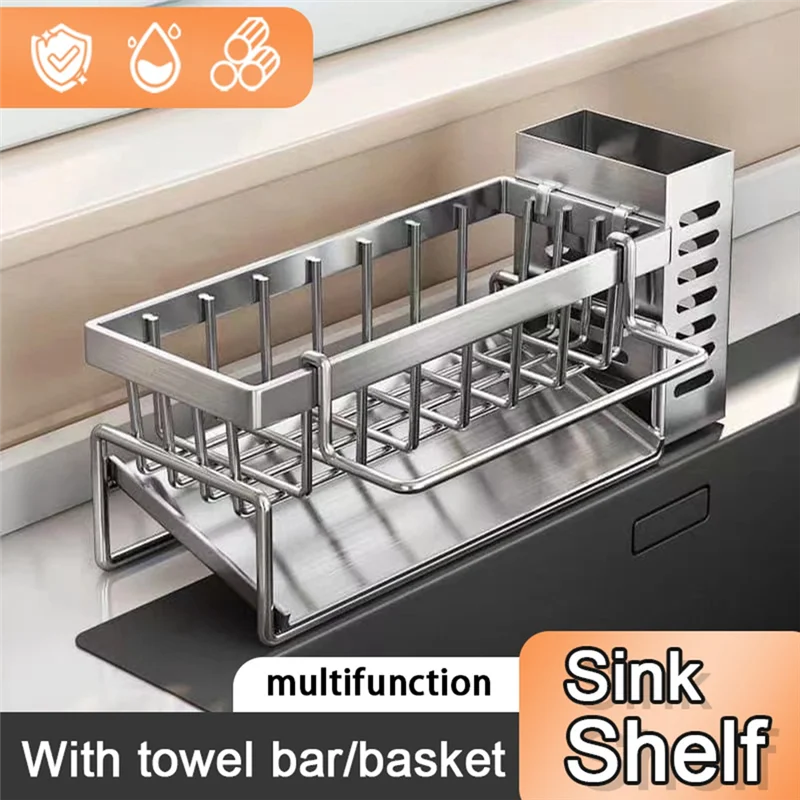 

Sink Cleaning Tool Storage Rack Kitchen Multi-Function Drain Rack Sponge Cleaner Storage Rack Rag Rack-B09B