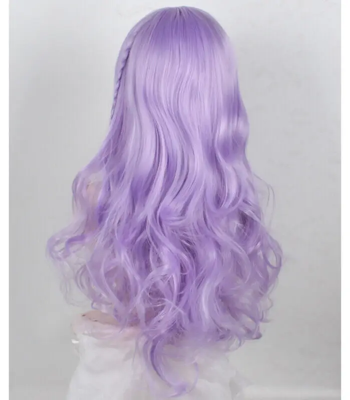 Peruca longa do cabelo encaracolado para senhoras, roxo, desempenho do estágio