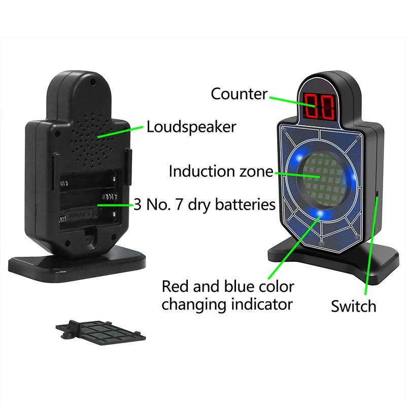 Laser Induction Color Change Counting Scoring Target Red Blue Indicator Light Laser Aiming Training Induction Target Counting