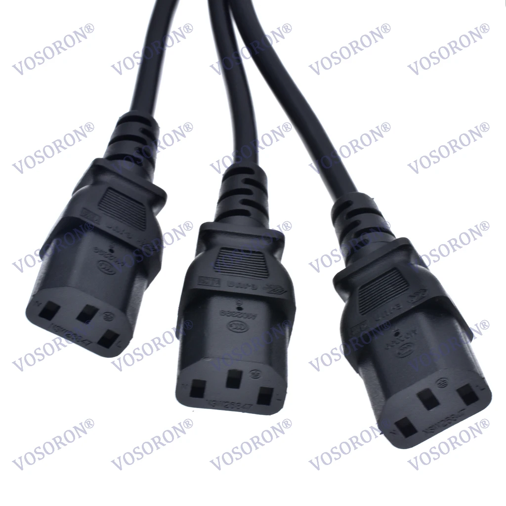 VOSORON  PDU IEC 320 C14 Male to 3 x C13 Female Y Splitter Power Adapter Cable 10A 250V UPS PSU Extension Cable (2ft/60cm)