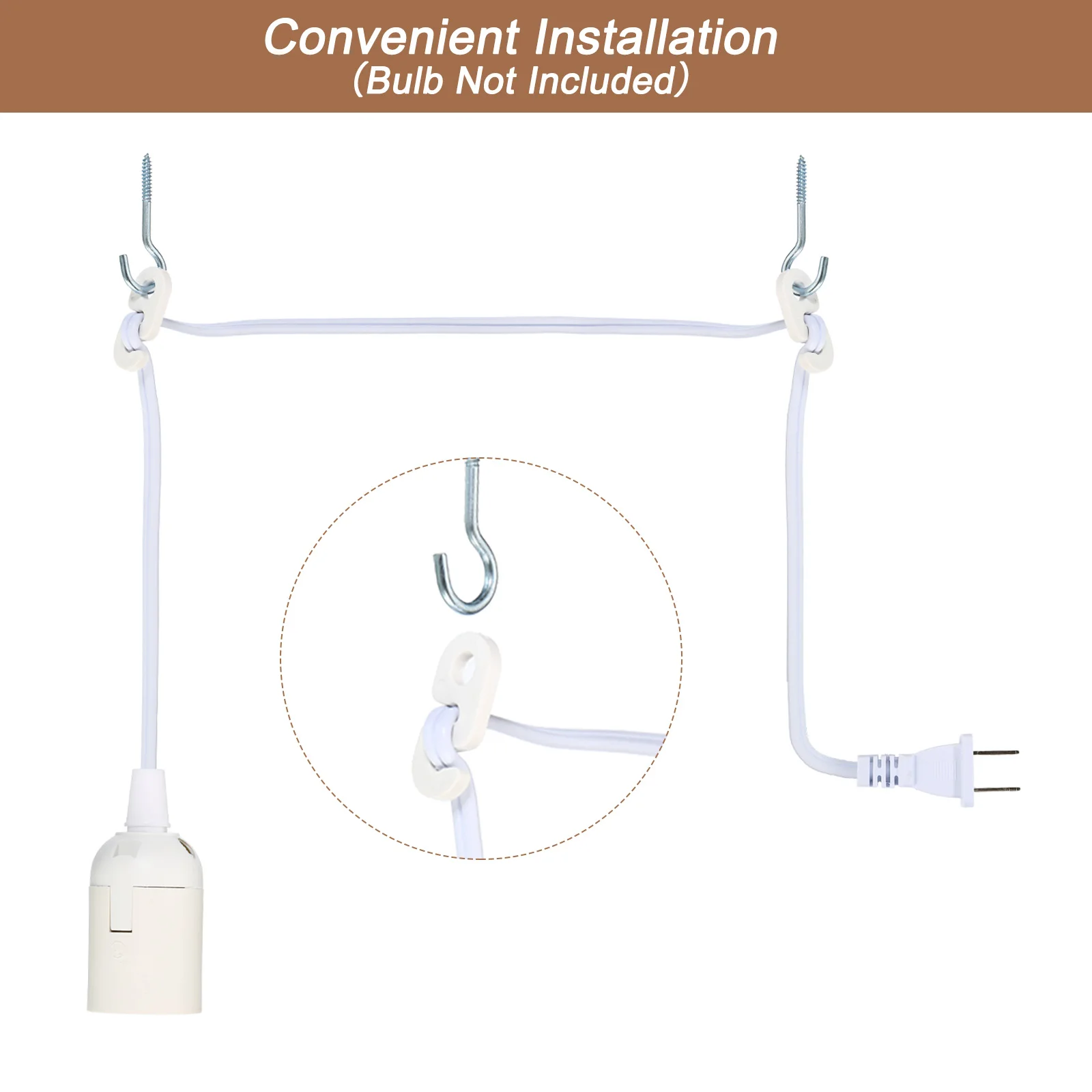 1/2 ชิ้น 15Ft แขวนสายไฟขยายจี้โคมไฟสายไฟพร้อมสวิตช์เปิด/ปิด Plug - in Light ซ็อกเก็ตสําหรับ e26 E27 ฐานหลอดไฟ