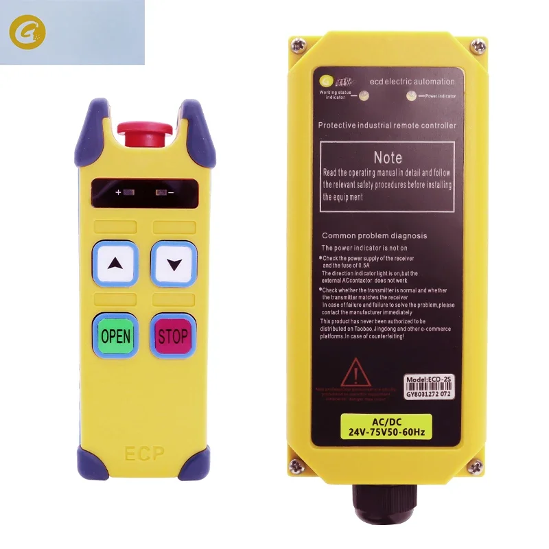 Factory direct sale waterproof and dust-proof 2 buttons industrial crane wireless radio remote control