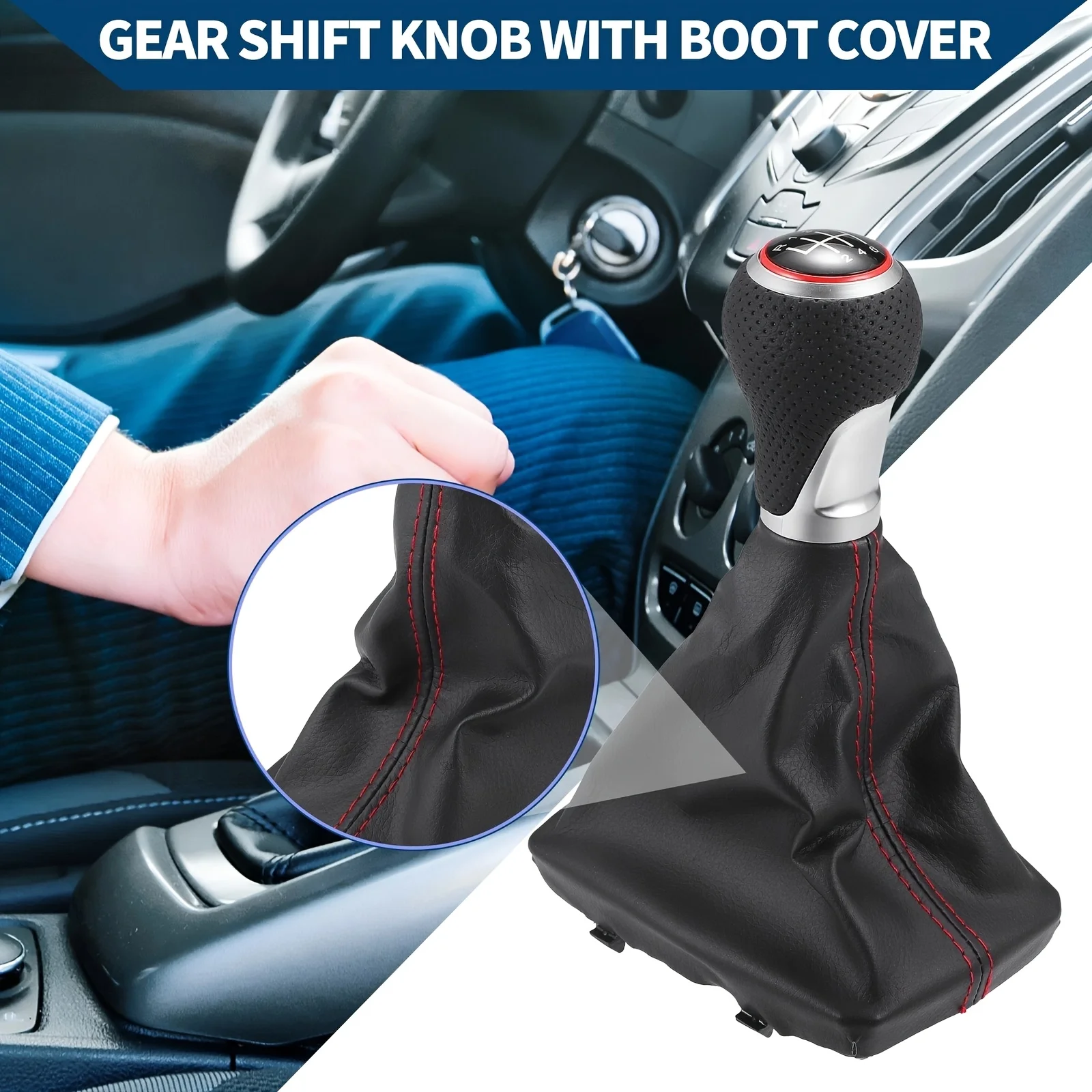 6 Speed Manual Gear Shift Knob Boot for Audi A4 8E B6 B7 2007-2015 Integrated Shifter Lever Dust Cover