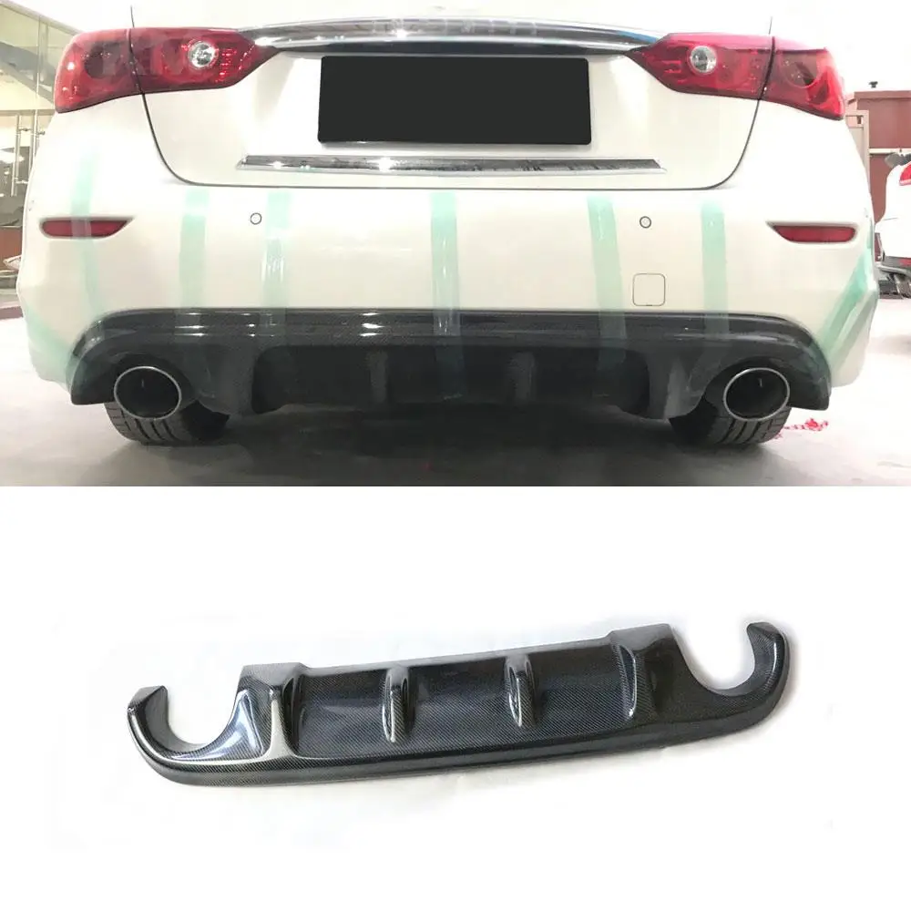 

For Infiniti Q50 Q50S 2014-2017 Rear Lip Diffuser Spoiler JP Style Carbon Fiber / FRP Bumper Trim Cover Protector