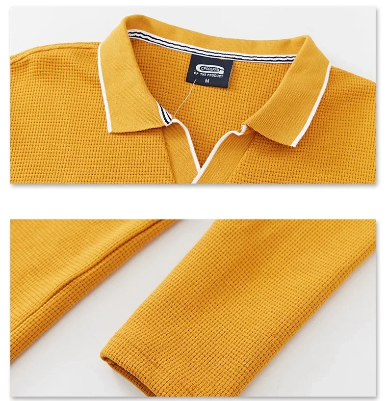 New Fashion Solid Comfortable Polo Shirt Men Korean Casual Clothing Long Sleeve Fit Slim Man Polo Shirt Button Collar Tops 6XL