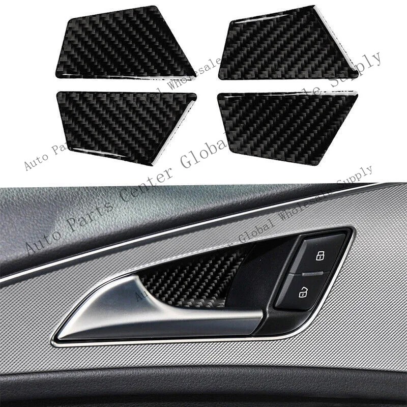 L+ Real Carbon Fiber Car Door Handle Cover Trim For 12-18 Audi A6 S6 C7 A7 S7