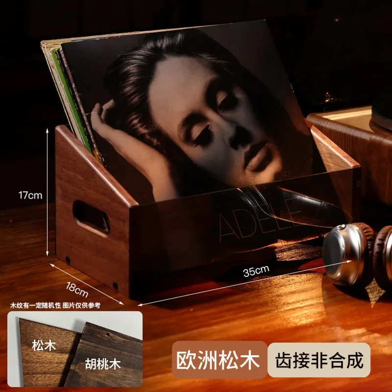 Vinyl Record Storage Cabinet Walnut Wood Multi Drawer 12 inch LP Album Display Box Desktop CD Organizer