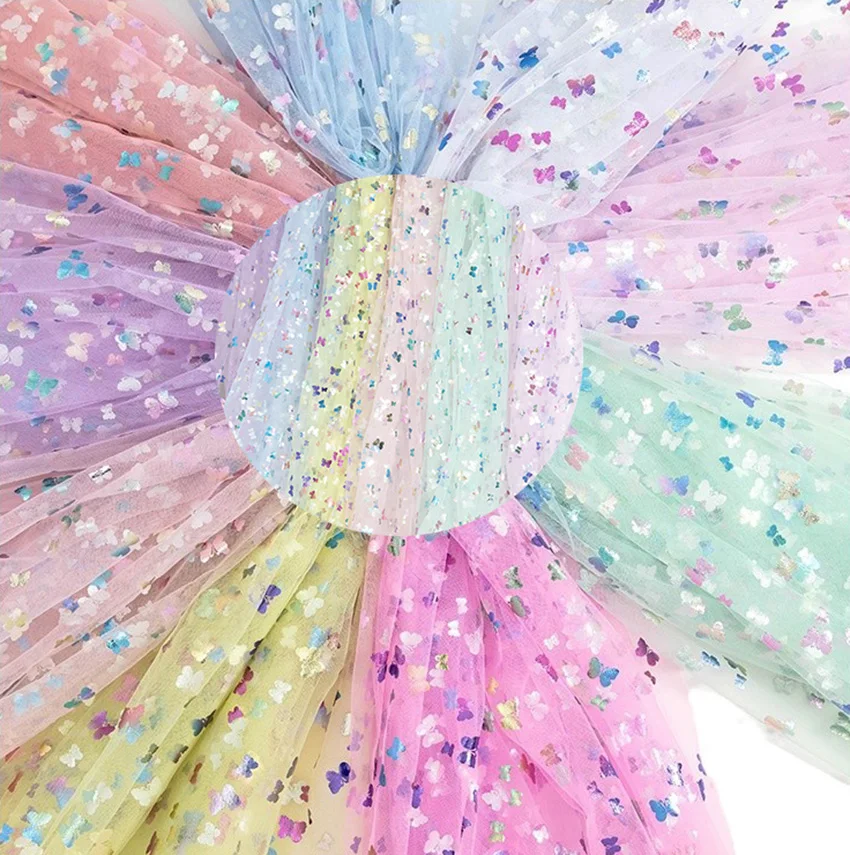 

Красочная сетчатая ткань с бантом, сетчатая штамповочная ткань, юбка, декоративная ткань для сцены, женское платье, сетчатая ткань